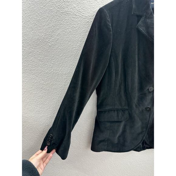 Banana Republic Womens Blazer Size 12 Black Velour Two Buton Up Lined Collared - Picture 3 of 13
